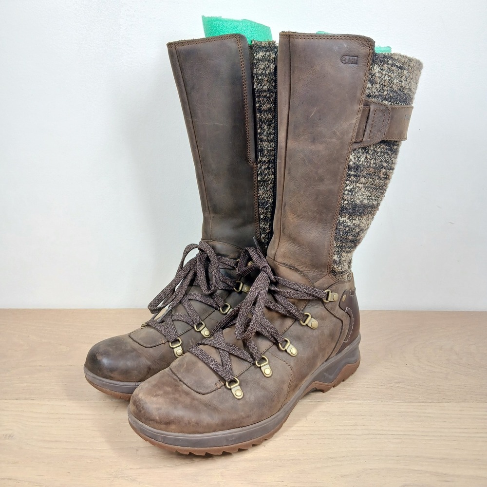 Merrell Dark Earth Boots Women 8 Brown Leather Knee High Wool Outdoor Hiking
